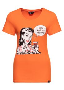 Queen Kerosin Damen Print T-Shirt I Drink to make you pretty orange