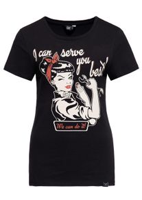 Queen Kerosin Damen Print T-Shirt I can serve you schwarz