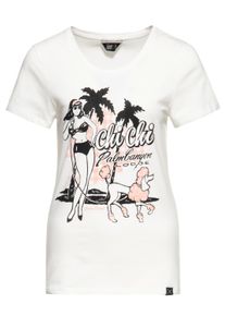 Queen Kerosin Damen T-Shirt Chi Chi Beach Poodle wei&szlig;