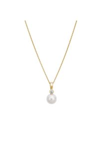 Lyomi Anh&auml;nger mit Kette 585/- Gelbgold synth. Diam. 0,10ct. Perle