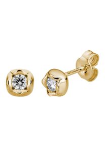 Lyomi Ohrstecker 585/- Gelbgold Bl&uuml;te 2 synth. Diam. 0,20ct.