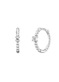 JULIE JULSEN Klappcreolen 925 Silber rhodiniert Zirkonia wei&szlig;