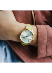 JULIE JULSEN Damenuhr Edelstahl vergoldet Lederband gelb Basic Line