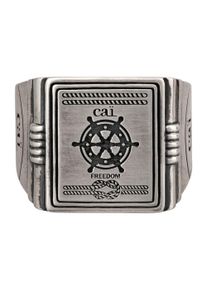 CAI Ring 925/- Sterling Silber Siegelring matt oxidiert Sailor Wappen