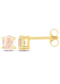 Vira Jewels Ohrstecker 925-Sterling Silber vergoldet Gl&auml;nzend Rosenquartz rosa