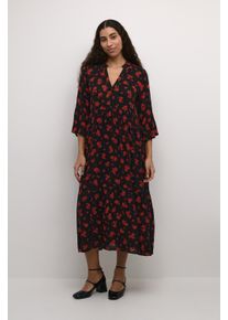 Kaffe Kleid A-shape black red