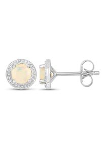 Vira Jewels Ohrringe Silber 925 rhodiniert mit echtem Opal 5mm