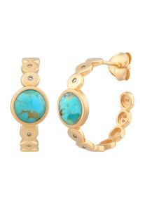 CAI Ohrringe 925 Silber vergoldet T&uuml;rkis und Zirkonia