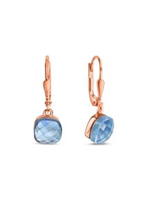 JAMELLI Ohrringe Silber 925 ros&eacute;-vergoldet mit hellblauem Quarz (beh.)
