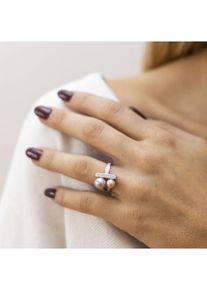ZEEme Pearls Ring Silber 925 mit 2 Muschelkernperlen und Zirkonia wei&szlig;