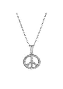 Celesta Silber Halskette Boho Peace mit Kette 42+3cm 925 Silber Zirkonia weiss