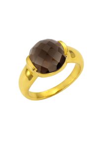 JAMELLI Ring 925 Silber vergoldet Rauchquarz 12mm