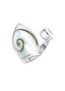ZEEme Pearls Ring Silber 925 mit wei&szlig;er Muschel 28mm breit