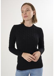 Pullover Kabelstrick-Pullover Mit V-Ausschnitt