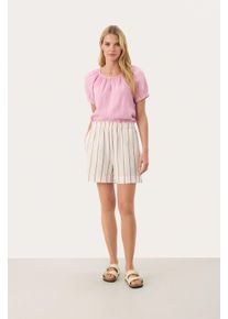 PART TWO Shorts Easy fit Eggnog and Brown Stripe brown white