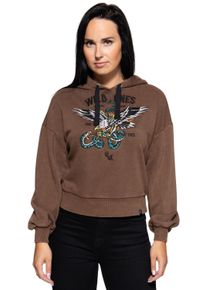 Queen Kerosin Damen Hoodie Wild Ones Ride Free dunkelbraun