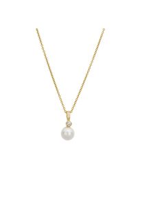 Lyomi Anh&auml;nger mit Kette 585/- Gelbgold synth. Diam. 0,07ct. Perle