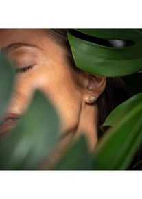 Lyomi Ohrstecker 585/- GG/WG Sonnenblume 14 synth. Diam. 0,13ct.