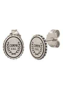 CAI Single Ohrstecker 925/-Sterling Silber satiniert oxodiert Champion Wappen