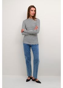 Karen Simonsen Langarm-Shirt Slim fit Egret/Night Sky Stripe blue white