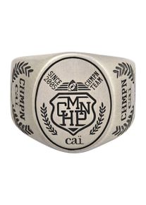 CAI Ring 925/- Sterling Silber Siegelring satiniert oxidiert Champion Wappen