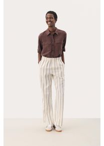 PART TWO Casual Hose Gerade Passform Eggnog and Brown Stripe brown white