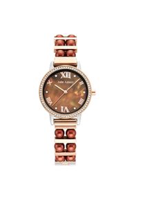 JULIE JULSEN Damenuhr Edelstahl bicolor mit synth. Perlen braun