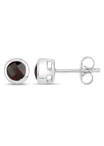 Vira Jewels Ohrstecker 925-Sterling Silber rhodiniert gl&auml;nzend Granat rot rund