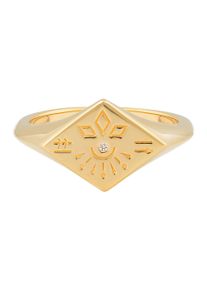 CAI Ring 925 Silber vergoldet Siegelring Raute Tattoo