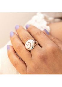 ZEEme Pearls Ring Silber 925 rhodiniert mit wei&szlig;er Muschel