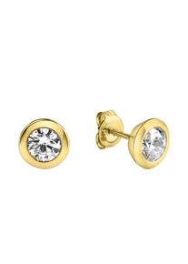 Celesta Silber Ohrringe Silber 925 vergoldet mit wei&szlig;em Zirkonia-Stein 6mm