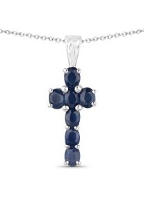 Vira Jewels Anh&auml;nger mit Kette 925-Sterling Silber rhodiniert Gl&auml;nzend Saphir Blau