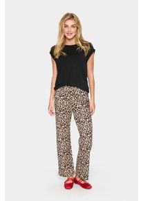 Saint Tropez Legere Hose Regul&auml;re Passform Schwarz Reg Leo leopard