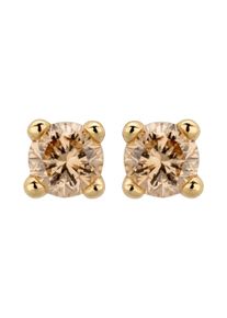 OROLINO Ohrstecker 585/- GG glanz 2 Brill. 0,10ct. braun