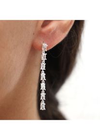 dKeniz Ohrh&auml;nger 925/- Sterling Silber rhodiniert Gl&auml;nzend 5cm Zirkonia Wei&szlig;