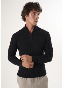 Pullover Kabelstrick-Pullover Mit Halbem Rei&szlig;verschluss