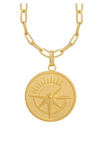 CAI Halskette 925 Silber vergoldet M&uuml;nze Kompass Sonne