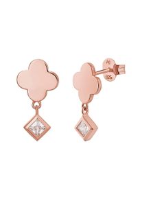 CAI Ohrstecker 925 Silber ros&eacute; vergoldet Kleeblatt Zirkonia Anh&auml;nger