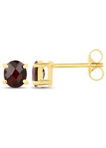 Vira Jewels Ohrstecker 925-Sterling Silber vergoldet Gl&auml;nzend Granat oval rot