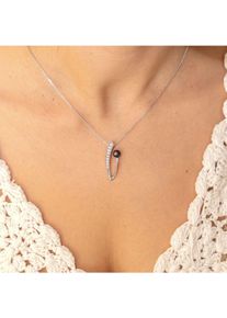 ZEEme Pearls Halskette Silber 925 rhodiniert mit schwarzer Perle & Zirkonia wei&szlig;