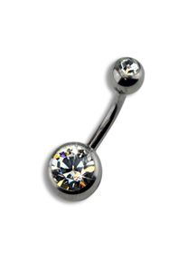 ZEEme Body Jewelry Piercing Titan silberfarben Kristall wei&szlig; 8mm