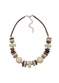 Steuer Modeschmuck Kette Textil Holz Metall braun
