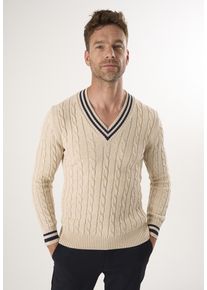 Pullover Basic-Pullover Mit V-Ausschnitt Und Zopfmuster