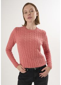 Pullover Kabelstrick-Pullover Mit V-Ausschnitt
