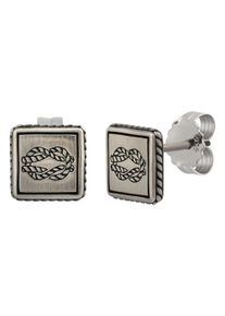 CAI Single Ohrstecker 925/-Sterling Silber matt oxodiert Sailor Wappen Tau