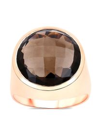 Vira Jewels Ring 925-Sterling Silber rotvergoldet Gl&auml;nzend Rauchquarz dunkelbraun