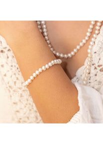 ZEEme Pearls Armband Silber 925 rhodiniert mit wei&szlig;en Perlen 6mm