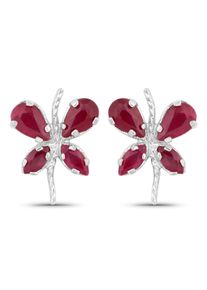 Vira Jewels Ohrringe Silber 925 rhodiniert Schmetterling-Motiv mit echtem Rubin