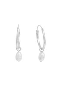 ZEEme Pearls Creolen 925 Silber rhodiniert Perle wei&szlig;