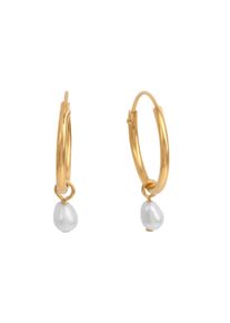 ZEEme Pearls Ohrringe Silber 925 vergoldet mit wei&szlig;en Perlen 3x5mm